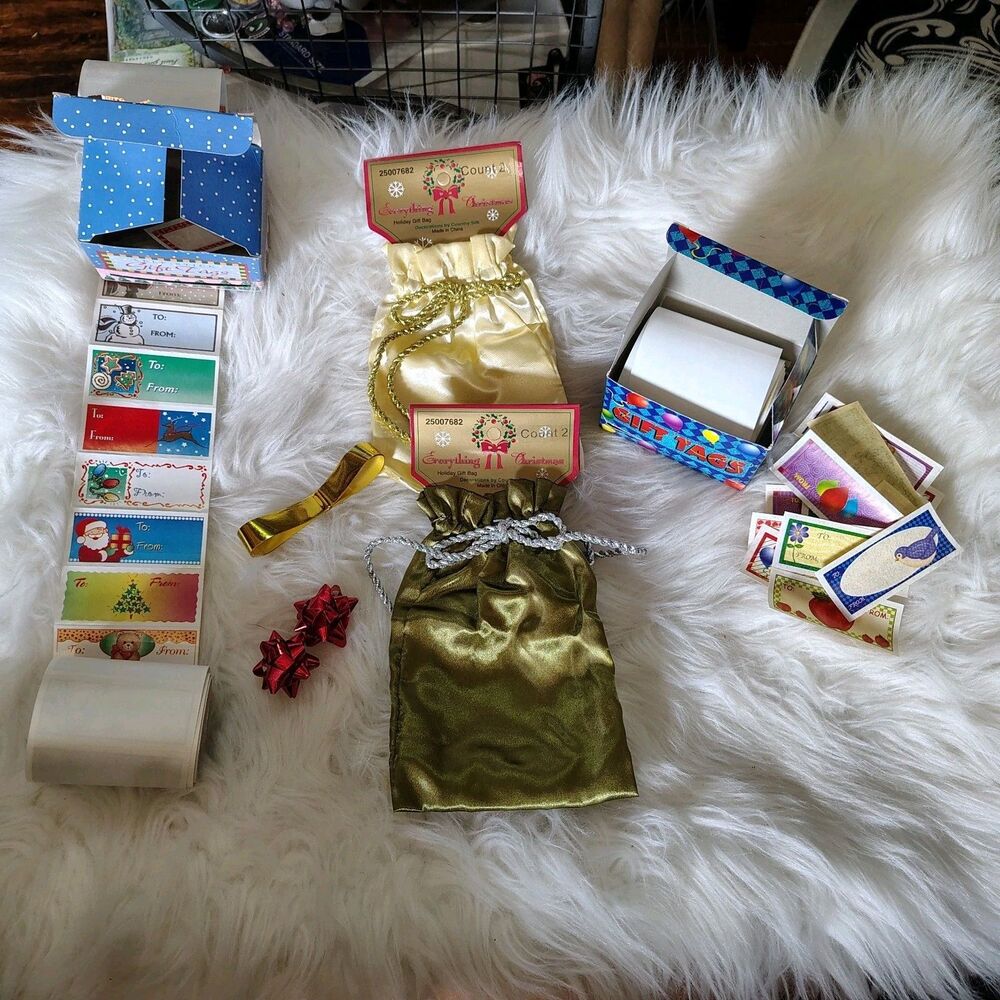 VTG 1993 & 2001 Christmas/Gift Tags, bags & ribbons lot